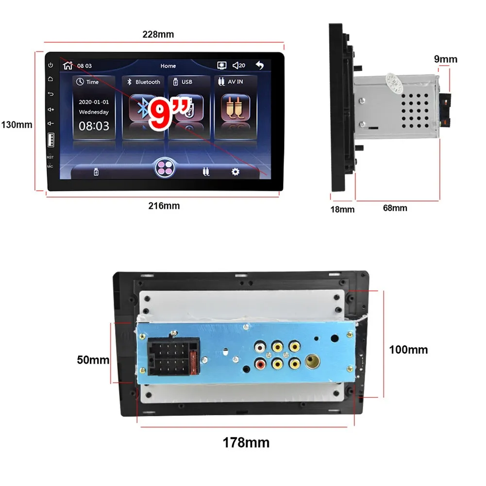 1 Din Car Radio 9-inch Mp5 Player Central Control Bluetooth