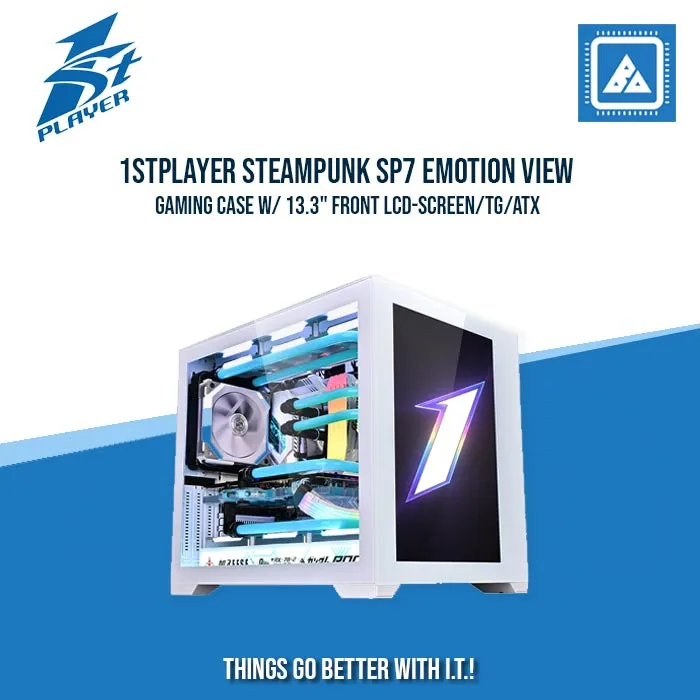 1STPLAYER STEAMPUNK SP7 EMOTION VIEW GAMING CASE W/ 13.3" FRONT LCD-SCREEN/TG/ATX