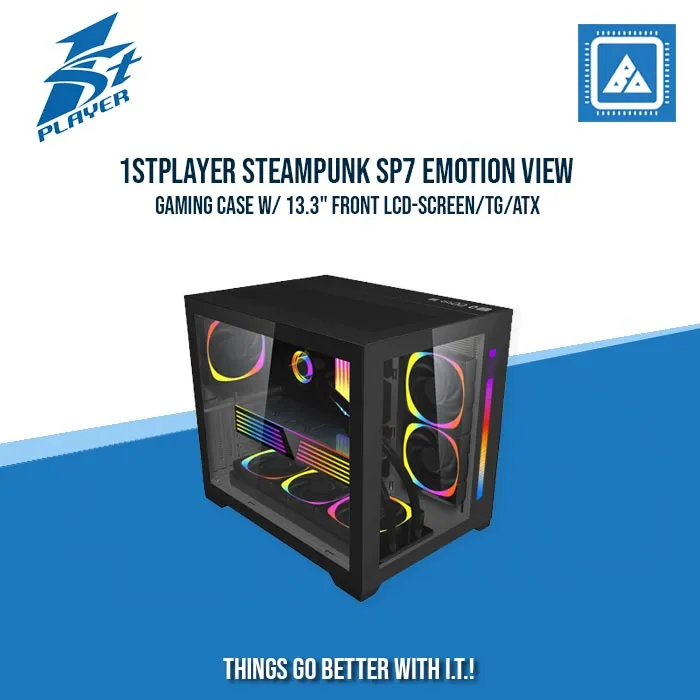 1STPLAYER STEAMPUNK SP7 EMOTION VIEW GAMING CASE W/ 13.3" FRONT LCD-SCREEN/TG/ATX