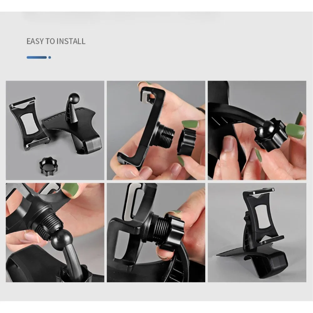 3 in 1 Car GPS Smartphone Holder: Dashboard / Visor Clamp   AC Grid Clip for Gigabyte g-Smart MS800 - Black