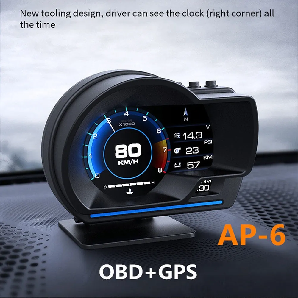 6pcs/set Ap-6 Hud Head-up  Display Obd gps Dual System Rotatable