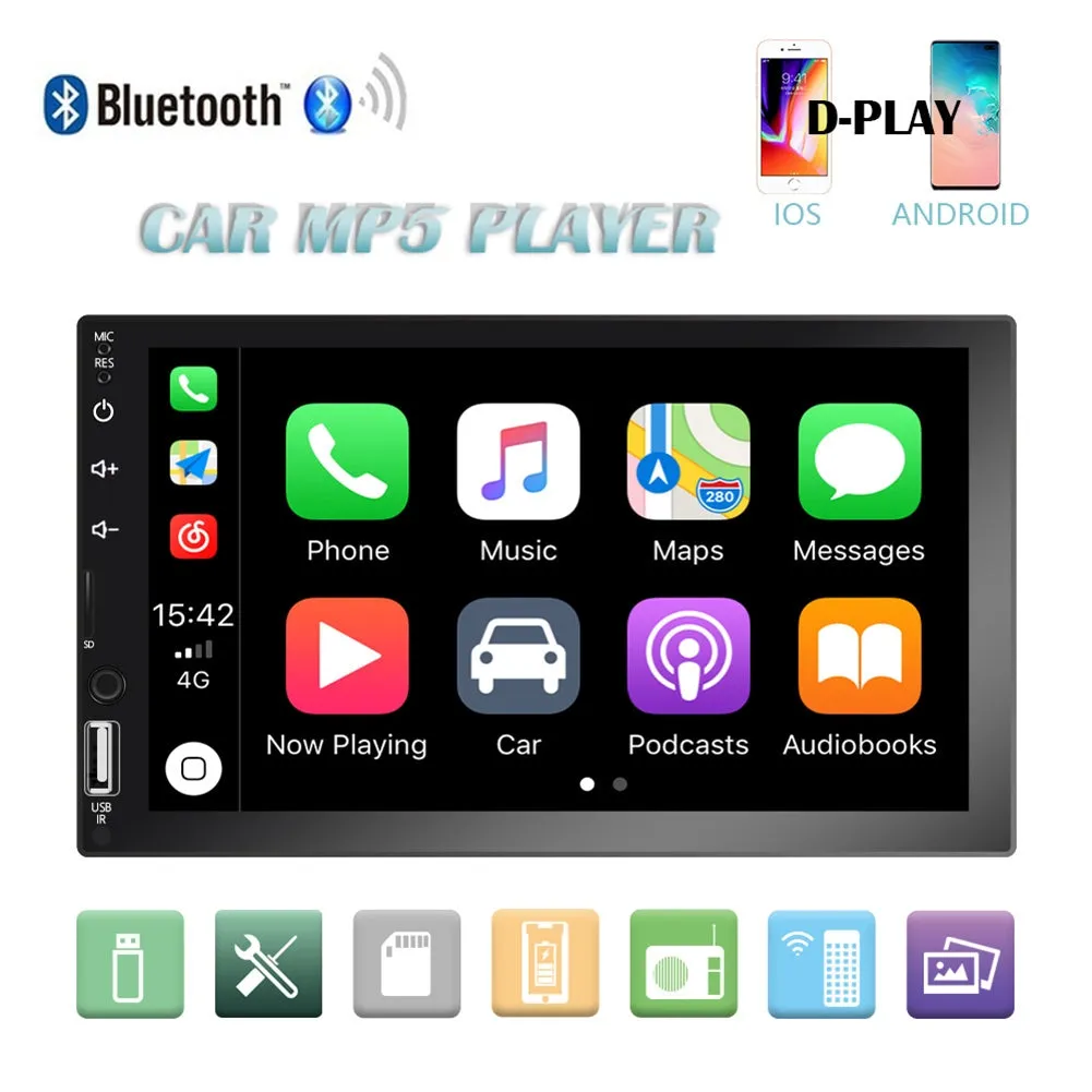 7-inch Car Radio Multimedia Video Player Carplay MP5 MP4 Central