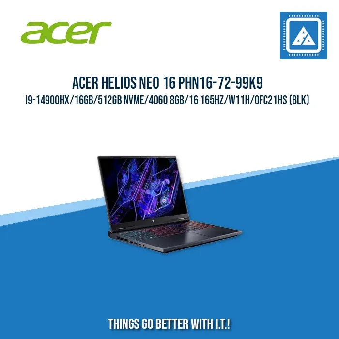 ACER HELIOS NEO 16 PHN16-72-99K9 I9-14900HX/16GB/512GB NVME/4060 8GB | BEST FOR GAMING AND AUTOCAD LAPTOP