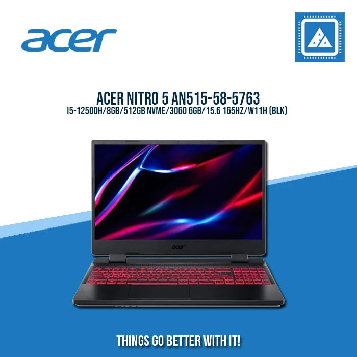 ACER NITRO 5 AN515-58-5763 I5-12500H/8GB/512GB NVME/3060 6GB | BEST FOR GAMING AND AUTOCAD LAPTOP