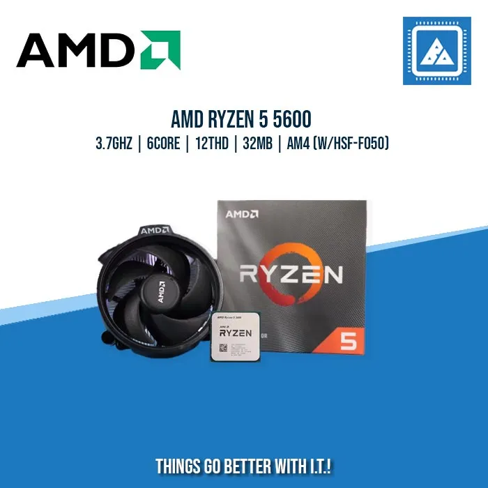AMD RYZEN 5 5600 | 3.7GHZ | 6CORE | 12THD | 32MB | AM4 (W/HSF-F050) | TRAY TYPE