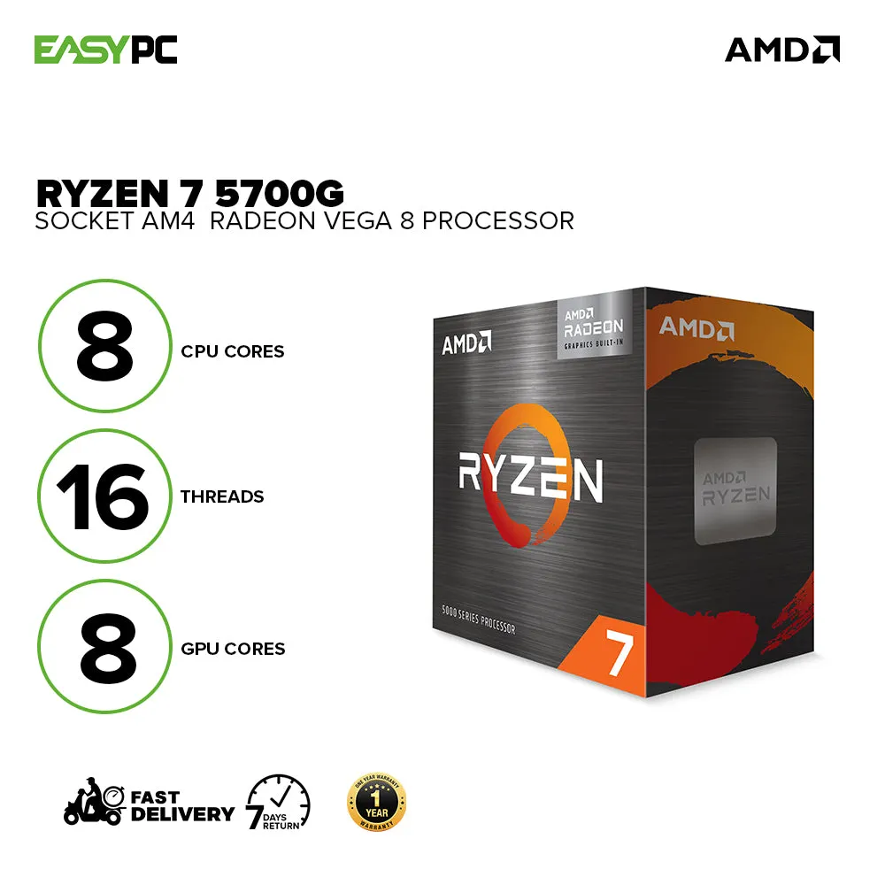 AMD Ryzen 7 5700G Socket Am4 3.8GHz with Radeon Vega 8 Processor