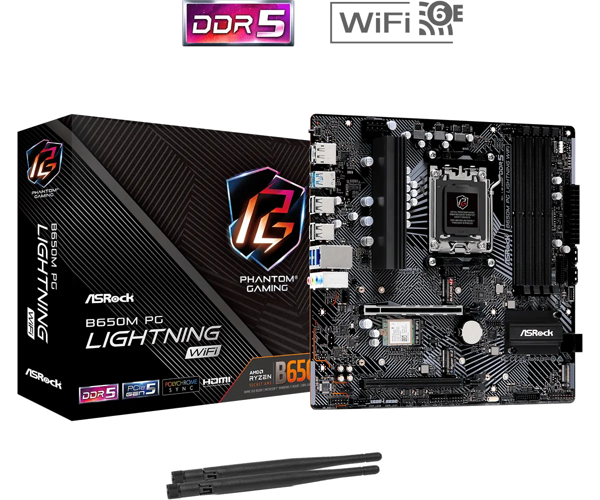 ASRock B650M PG Lightning WIFI mATX AM5 Motherboard