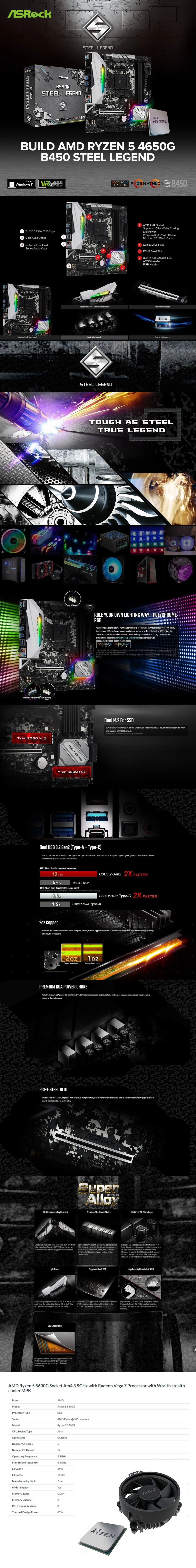 ASROCK BUILD AMD RYZEN 5 4650G / ASROCK B450 STEEL LEGEND