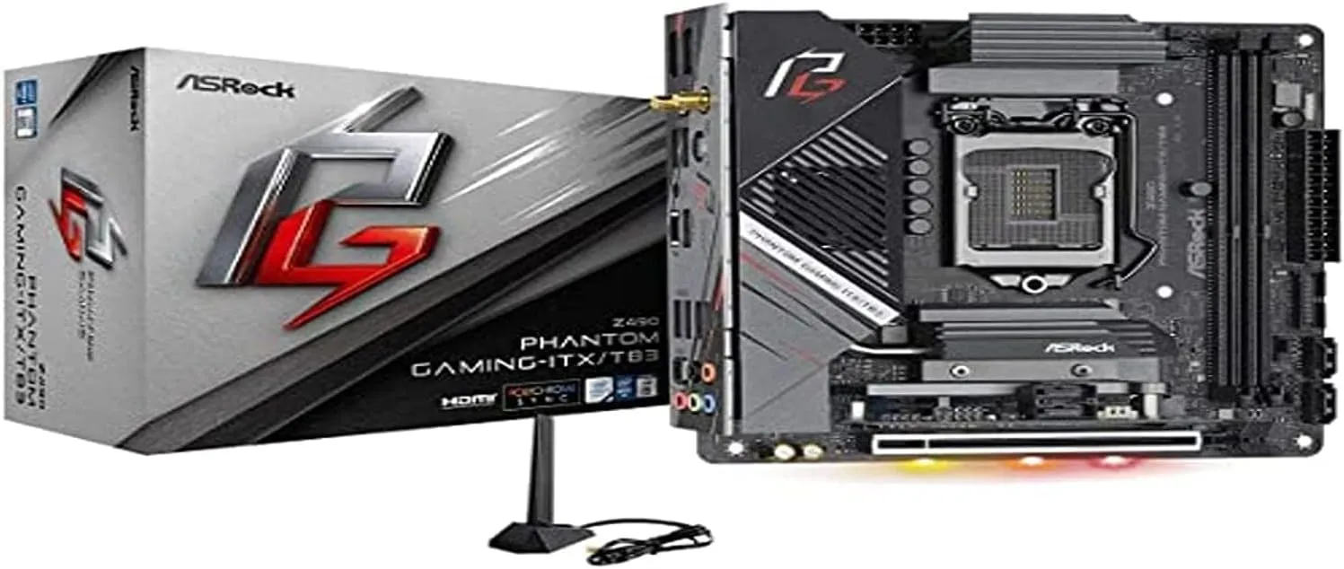 Asrock Z490 Phantom Gaming ITX/TB3 Supports 10 th Gen and Future Generation Intel Core Motherboard Processors (Socket 1200), Model Number: Z490 Phantom Gaming-ITX/TB3