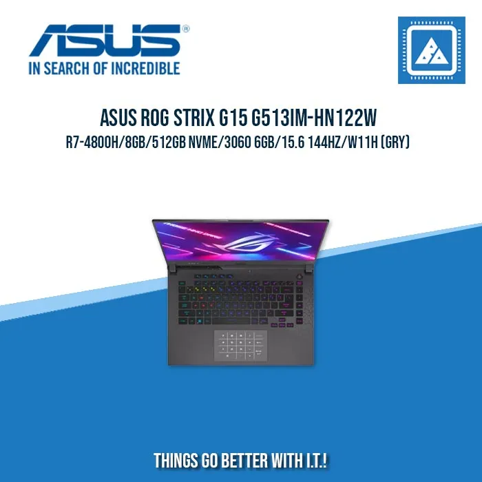 ASUS G513IM-HN122W R7-4800H/8GB/512GB NVME/3060 6GB | BEST FOR GAMING AND AUTOCAD LAPTOP