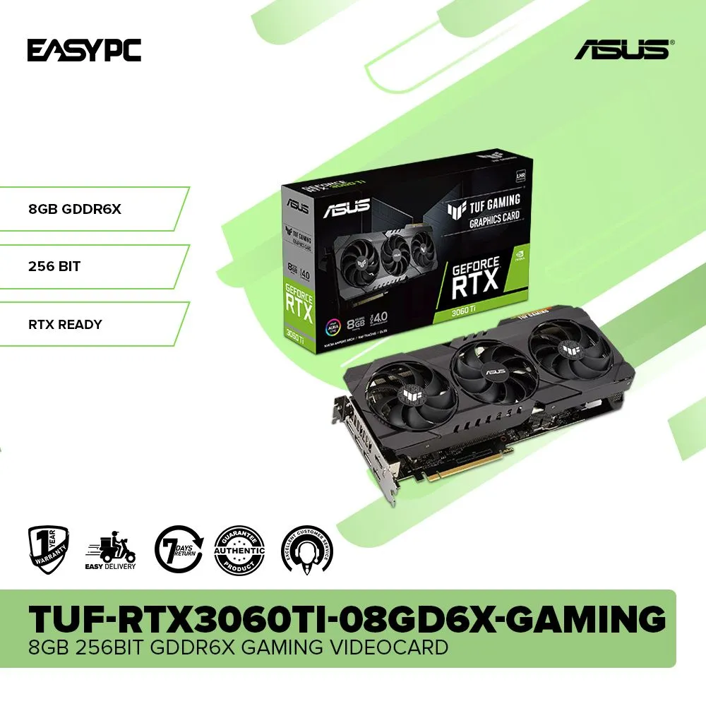 Asus NVIDIA® GeForce TUF RTX3060TI 8gb 256bit Gddr6x Gaming Videocard