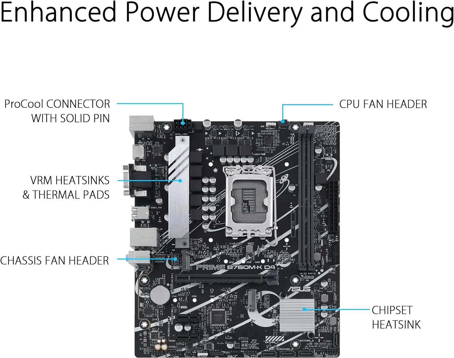 Asus PRIME B760M-K D4 Micro ATX (mATX) Intel Motherboard | Intel LGA1700 Socket