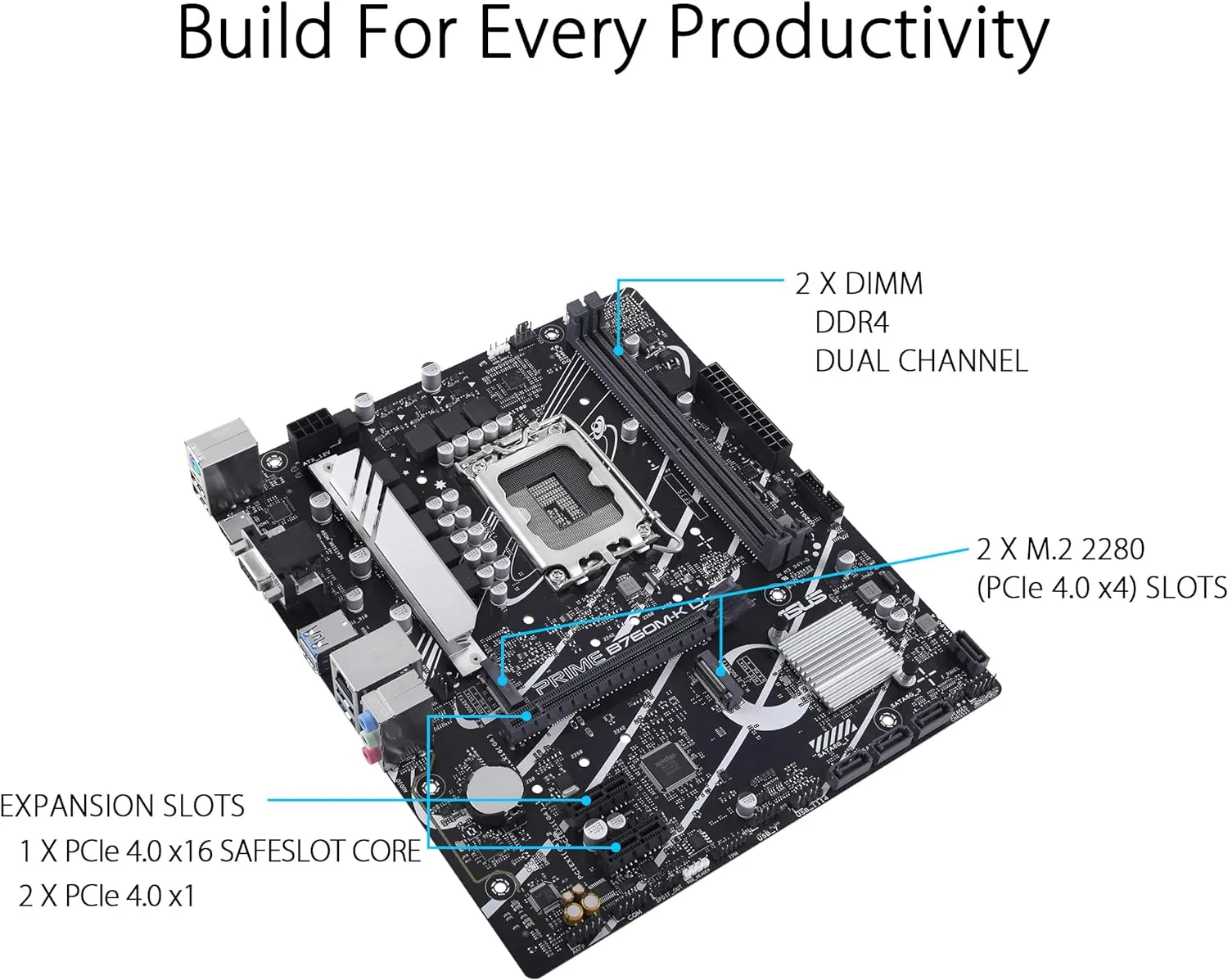 Asus PRIME B760M-K D4 Micro ATX (mATX) Intel Motherboard | Intel LGA1700 Socket