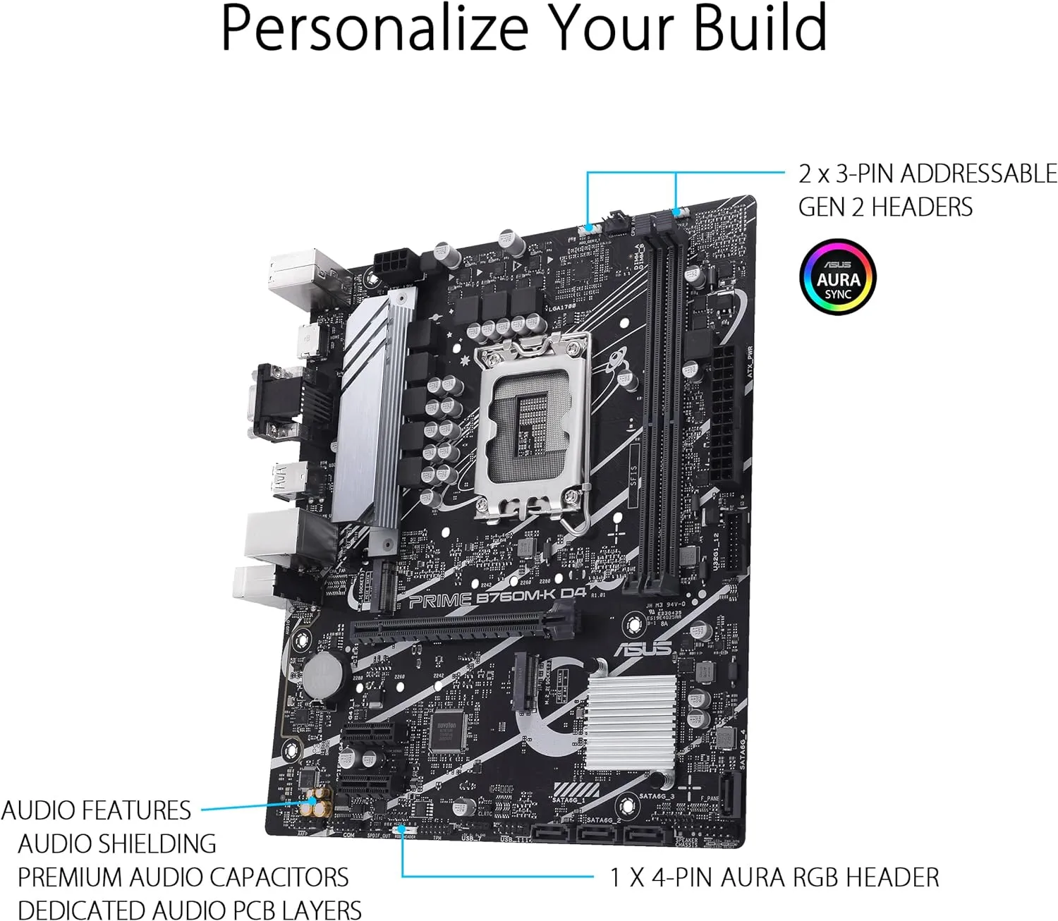 Asus PRIME B760M-K D4 Micro ATX (mATX) Intel Motherboard | Intel LGA1700 Socket