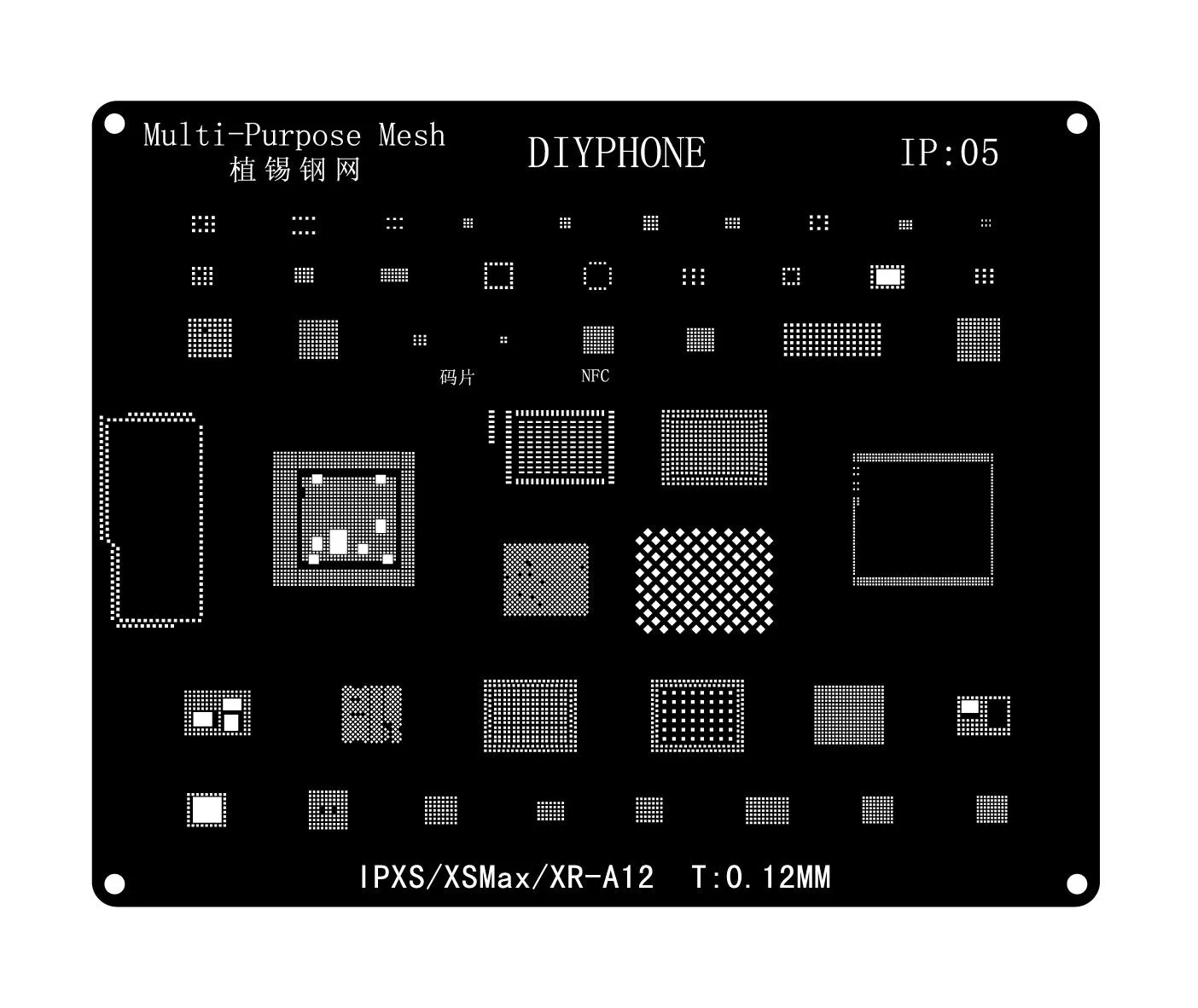 Black BGA Reballing Stencils Template For iPhone 6-15 Pro Max
