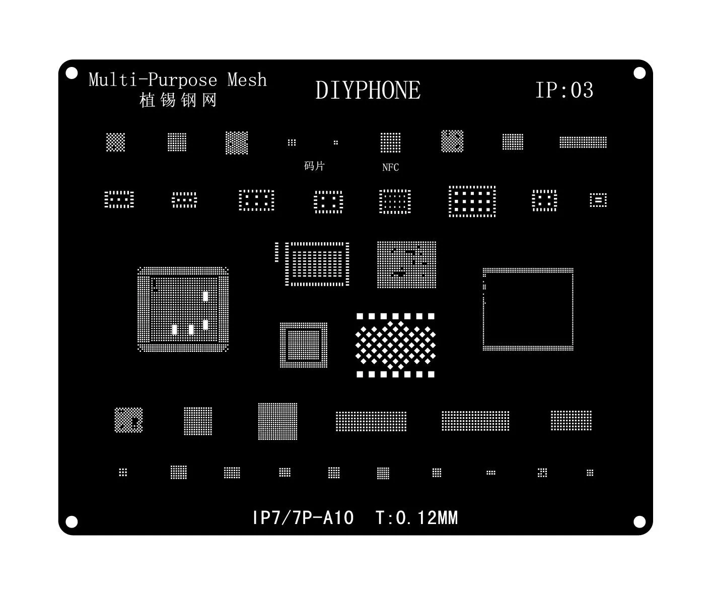 Black BGA Reballing Stencils Template For iPhone 6-15 Pro Max