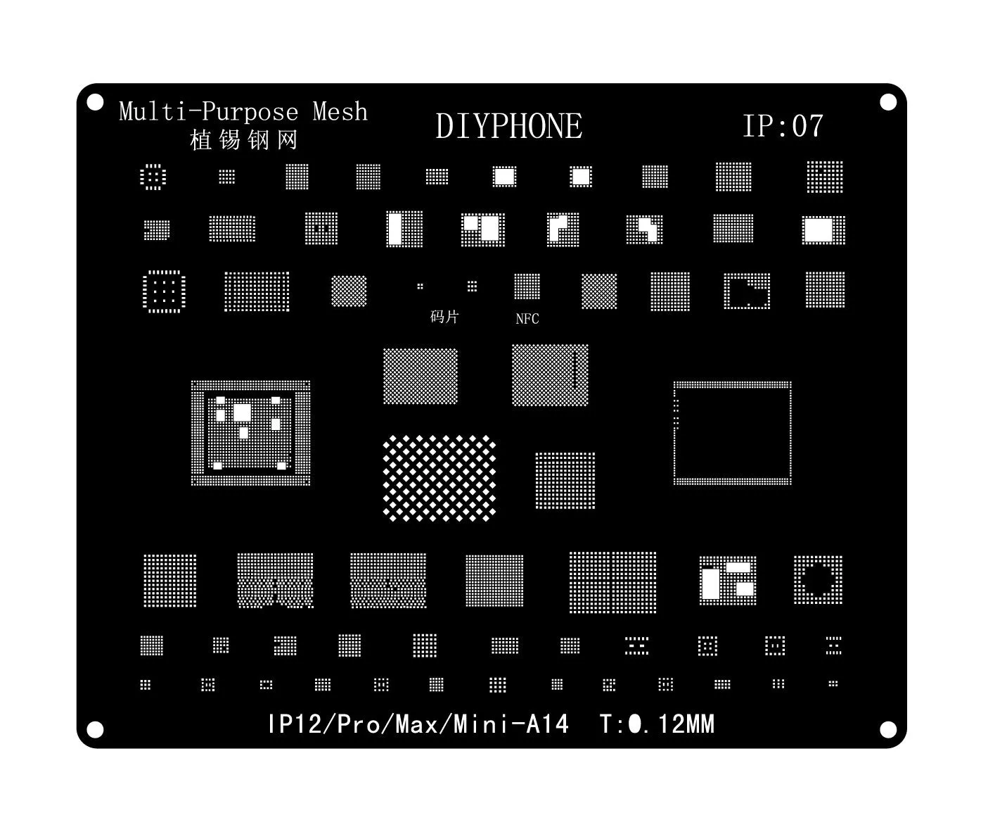 Black BGA Reballing Stencils Template For iPhone 6-15 Pro Max