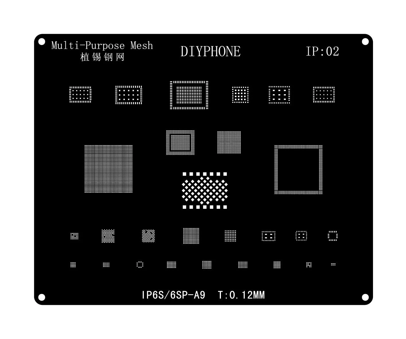 Black BGA Reballing Stencils Template For iPhone 6-15 Pro Max