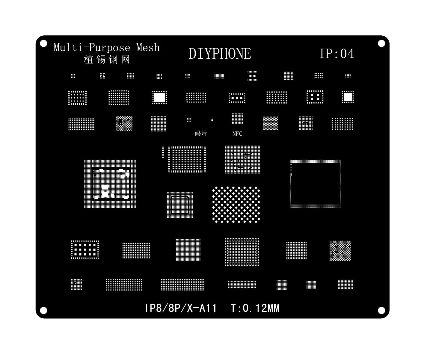 Black BGA Reballing Stencils Template For iPhone 6-15 Pro Max