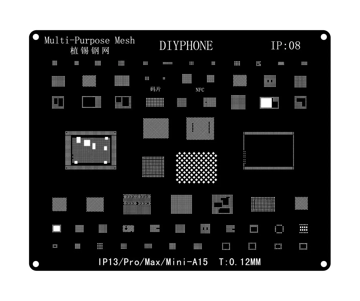 Black BGA Reballing Stencils Template For iPhone 6-15 Pro Max