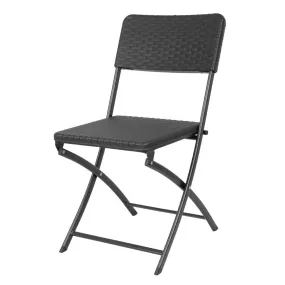 Bolero Rattan Folding Chair Black (Pack of 2)