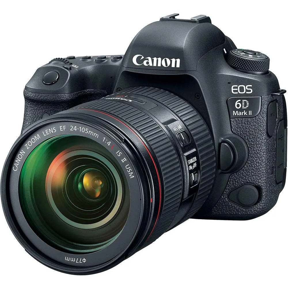 Canon EOS 6D Mark II DSLR Camera with 24-105mm f/4L II Lens   Professional Battery Grip   4PC Macro Filter Kit   LED Kit Starter Bundle
