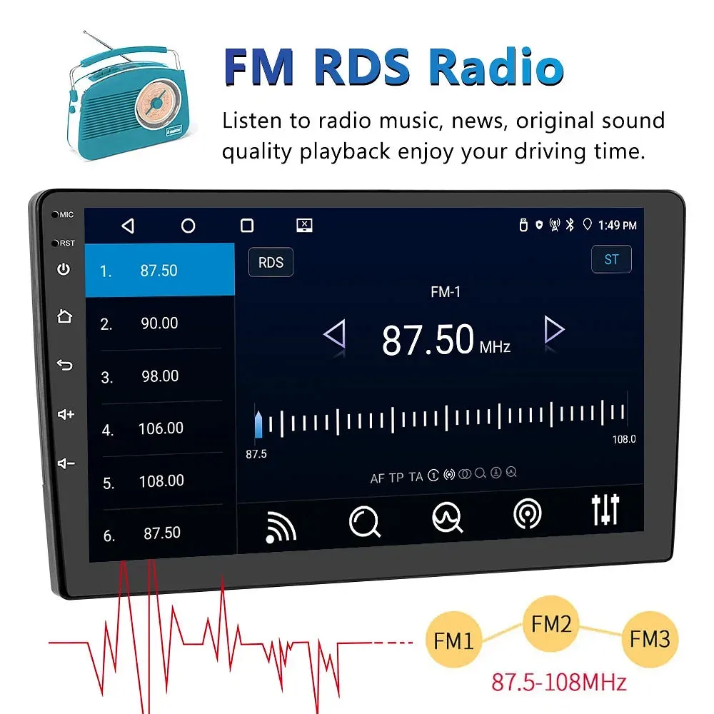 Color: GRAY - TOYOUSONIC 2 Din 9/10 Inch Android Car Radio 4G 64G