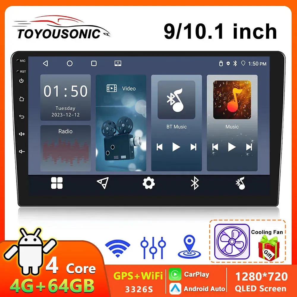 Color: GRAY - TOYOUSONIC 2 Din 9/10 Inch Android Car Radio 4G 64G