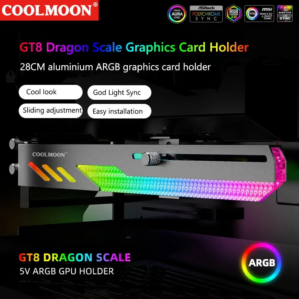 Coolmoon Gt8 Graphics Card Bracket 5v Argb Synchronous Horizontal