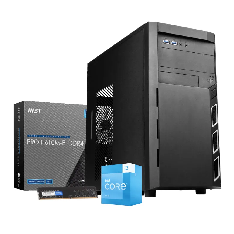 Pcbuilder Intel I3-13100 Office Master Core Windows 11 Pro Desktop Pc