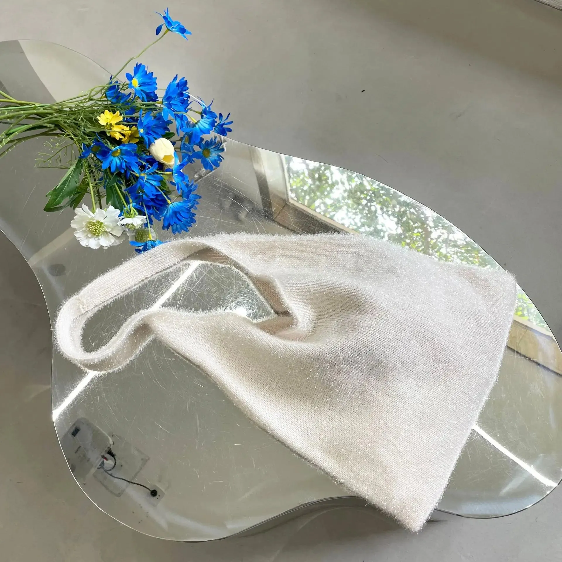 UAKISS  -  Pleuche Y2K Silver Big Soft Shoulder Bags for Women 2024 Luxury Brand Small Armpit Bag Female Underarm Handbags and Purses