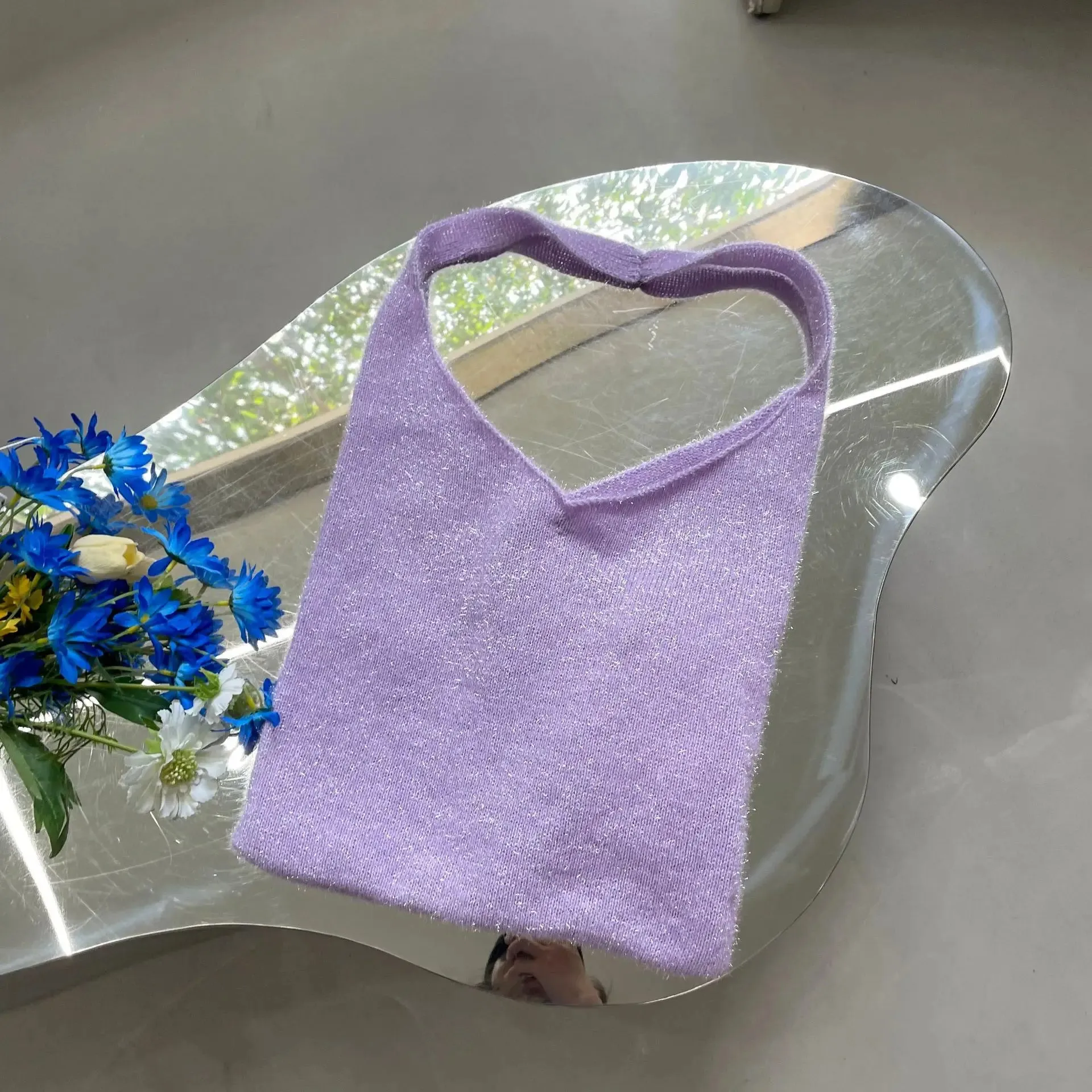 UAKISS  -  Pleuche Y2K Silver Big Soft Shoulder Bags for Women 2024 Luxury Brand Small Armpit Bag Female Underarm Handbags and Purses