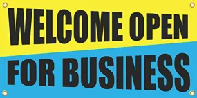 Welcome Open For Business 2ftx4ft Vinyl Retail Banner Sign